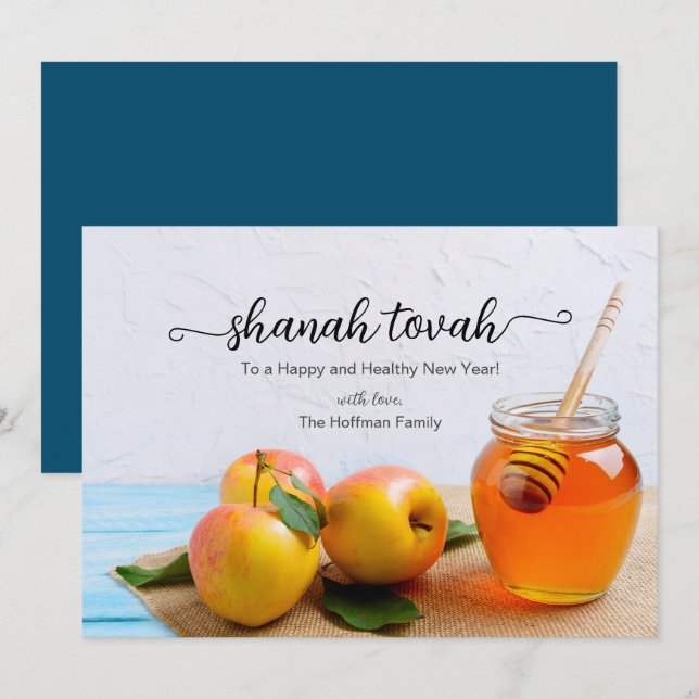 Rosh Hashanah Pommes Honey Juif Carte de Nouvel An (Devant / Derrière)