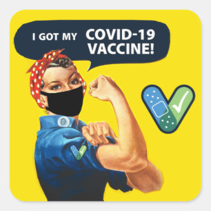 Rosie le Riveter a mes autocollants de vaccin COVI