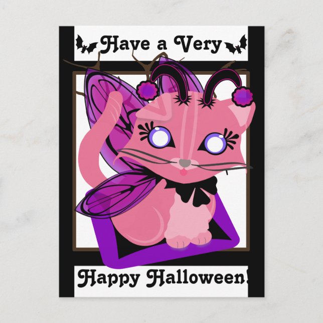 Rosie Toon Kitty Fairy Kitten B&W Edges Carte post (Devant)