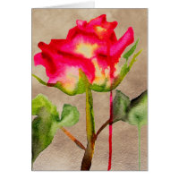 Rosier thé hybride aquarelle art floral moderne
