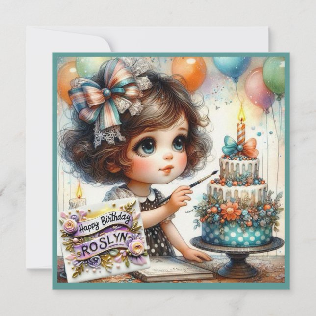 ROSLYN ~ Joyeux anniversaire ~ Décoration de gâtea (Devant)