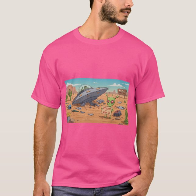 Roswell Hitchhiking Alien Area 51 T-Shirt (Devant)