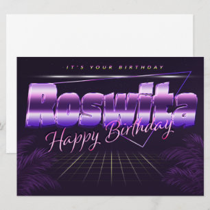 Roswita prénom carte rétro lilas pour l'anniversai