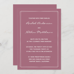 Rosy Brown Mulberry Rose Mariage Invitations