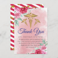 Rosy Floral Doctor | Carte de remerciements infirm