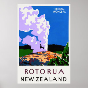Rotorua New Zealand Poster vintage années 1930