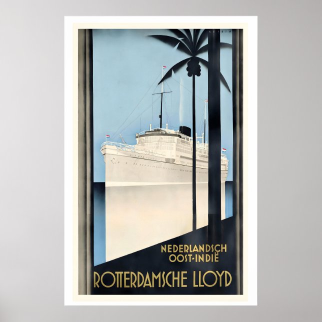 Rotterdamsche Lloyd  Ship Vintage Travel Poster (Devant)
