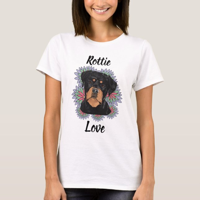 Rottie Love T-Shirt – Whimsical Rottweiler Art (Devant)
