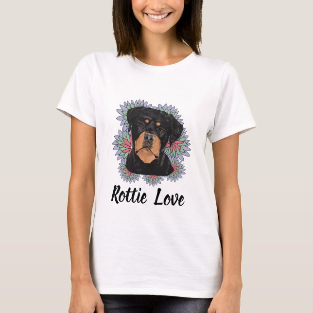 Rottie Love T-Shirt – Whimsical Rottweiler Art (Devant)