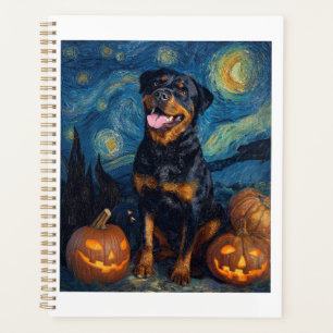 Rottweiler Chien Mignon Halloween Jack O Lanterne