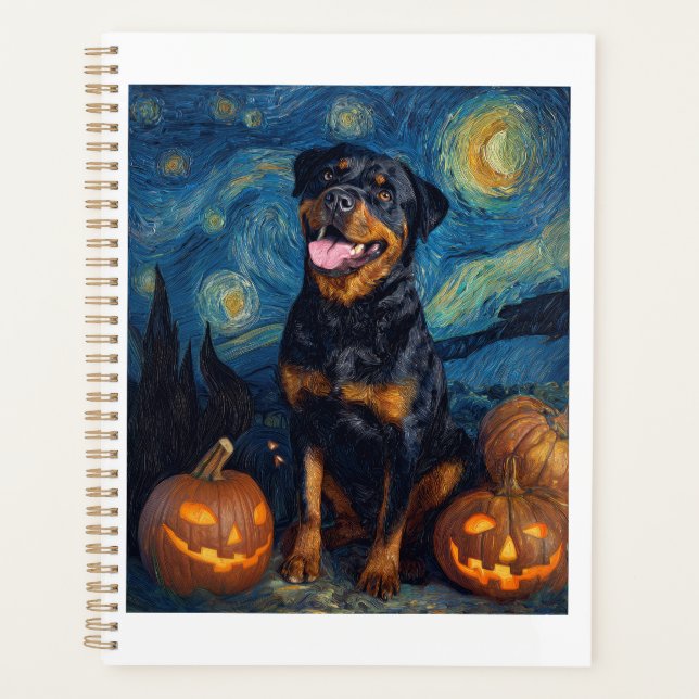 Rottweiler Chien Mignon Halloween Jack O Lanterne  (Devant)