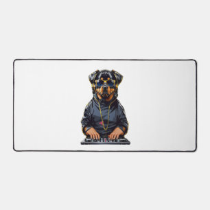 rottweiler Dog Dj avec platine et casque