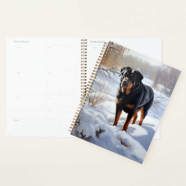 Rottweiler Laissez Tomber la Neige Noël (Devant avec enveloppe)