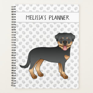 Rottweiler noir et feu Chien de dessin animé migno