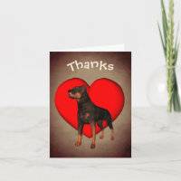 Rottweiler Red Heart Chien Carte de remerciements