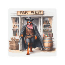 Rottweiler Sheriff dans le Far West Saloon aquarel