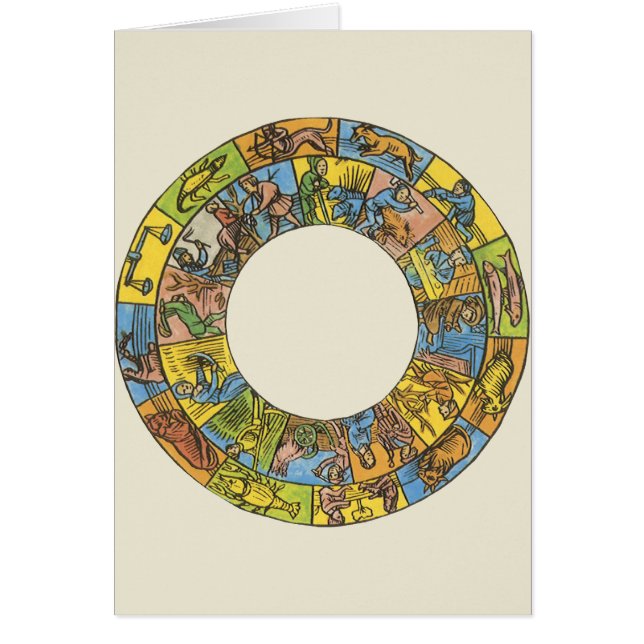 Roue du zodiaque astrologique céleste vintage (Devant)