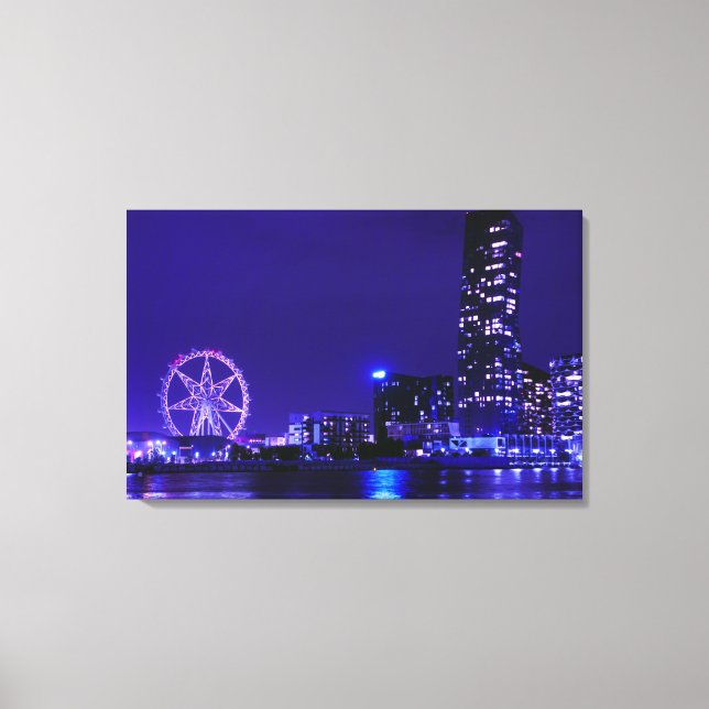 Roue Melbourne Star Avec Toile Skyline De Nuit Art (Recto)