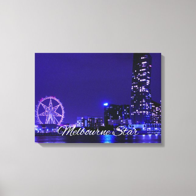 Roue Melbourne Star Avec Toile Skyline De Nuit Art (Recto)