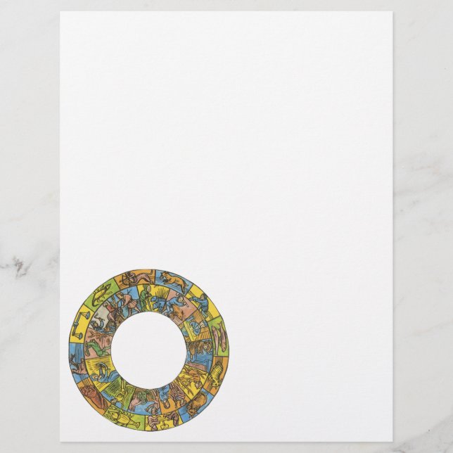 Roue vintage céleste, Zodiaque astrologique (Devant)