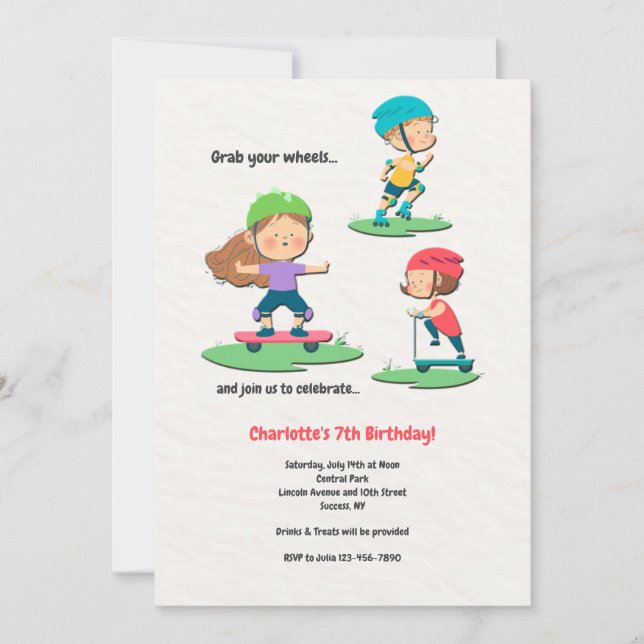Roues de fête d'anniversaire amusant Invitations (Devant)