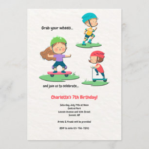 Roues de fête d'anniversaire amusant Invitations