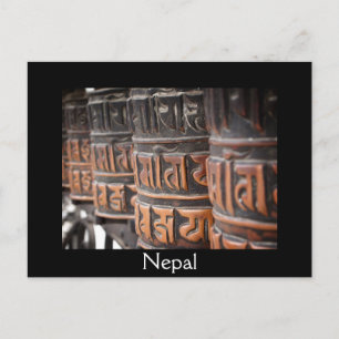 Roues de prière bouddhiste noir texte carte postal