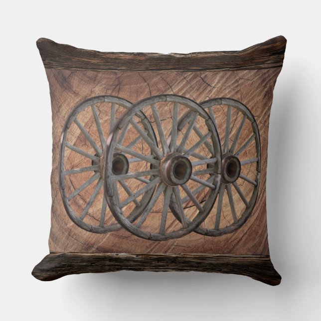Roues en bois vintage Jeter Oreiller (Recto)
