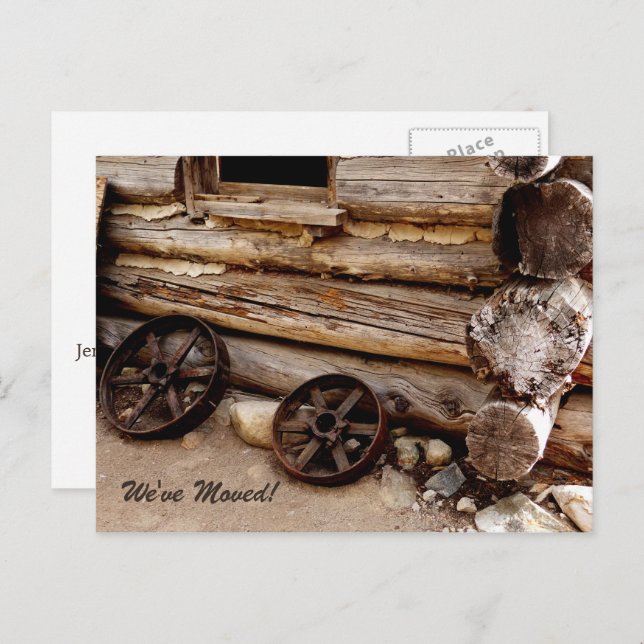 Roues en Wagon Rusty Nouveau Faire-part d'adresse (Devant / Derrière)