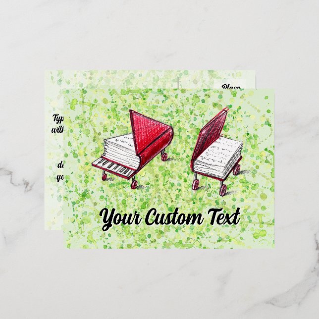 Roues en Whimsical & Piano Carte Postale Crème de  (Recto/Verso)