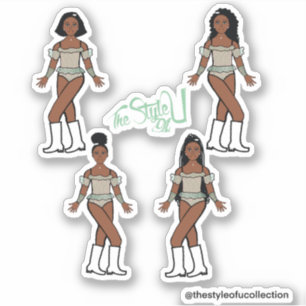 Rouffle Majorette / Stickers Danseuse Pierres vert
