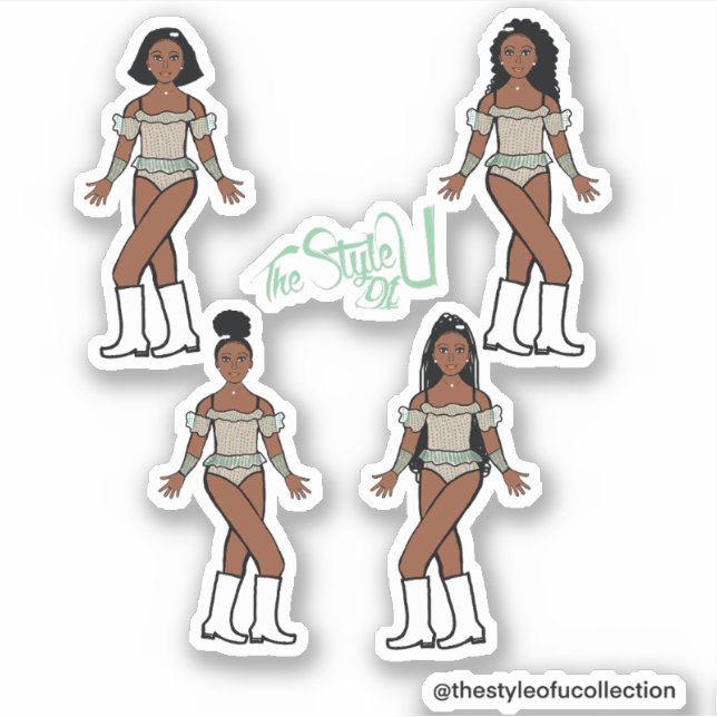Rouffle Majorette / Stickers Danseuse Pierres vert (Devant)