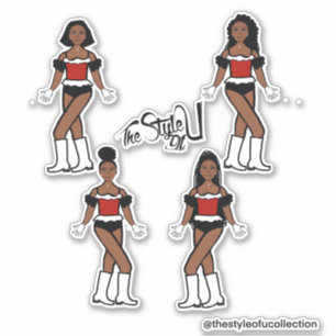 Rouffre Majorette / Stickers Danseuse Noir/Rouge/B