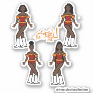 Rouffre Majorette / Stickers Danseuse Orange/Rouge