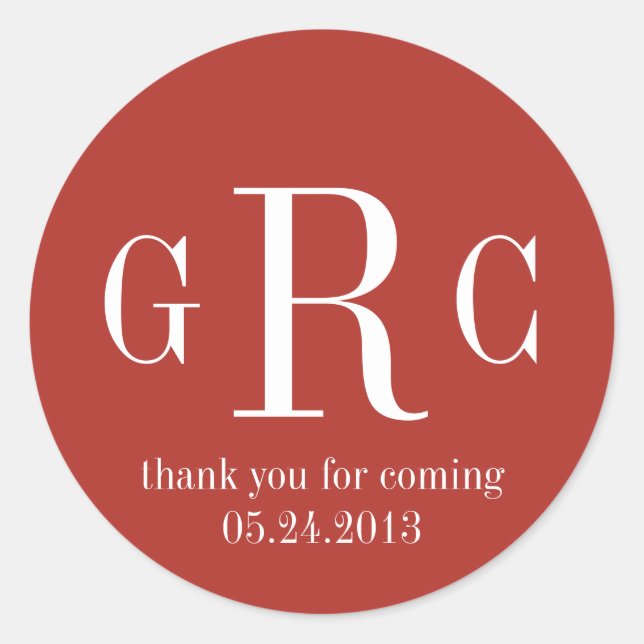 Rouge 3 monogramme initial étiquette tag mariage f (Devant)