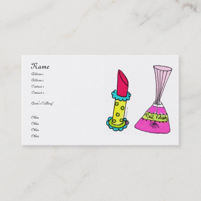 Rouge à lèvres et cartes de visite de vernis à (Devant)