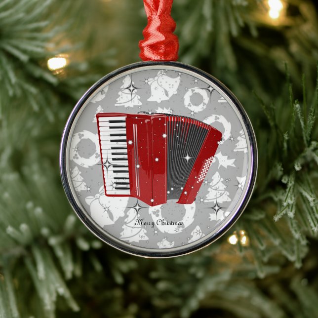 Rouge Accordion scintillant ornement de Noël (Arbre)