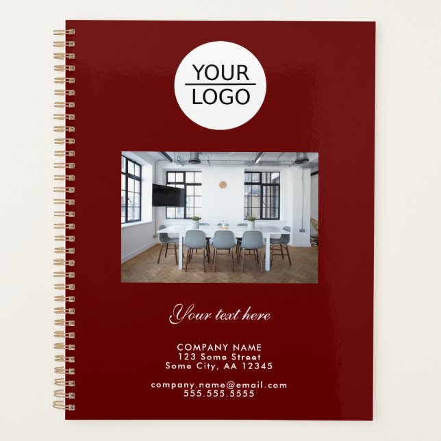Rouge Ajouter un logo Texte personnalisé Bureau ph (Devant)