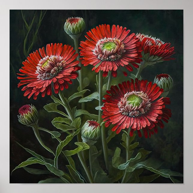 Rouge anglais Flower Art Print Poster (Devant)