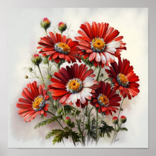 Rouge anglais Flower Art Print Poster