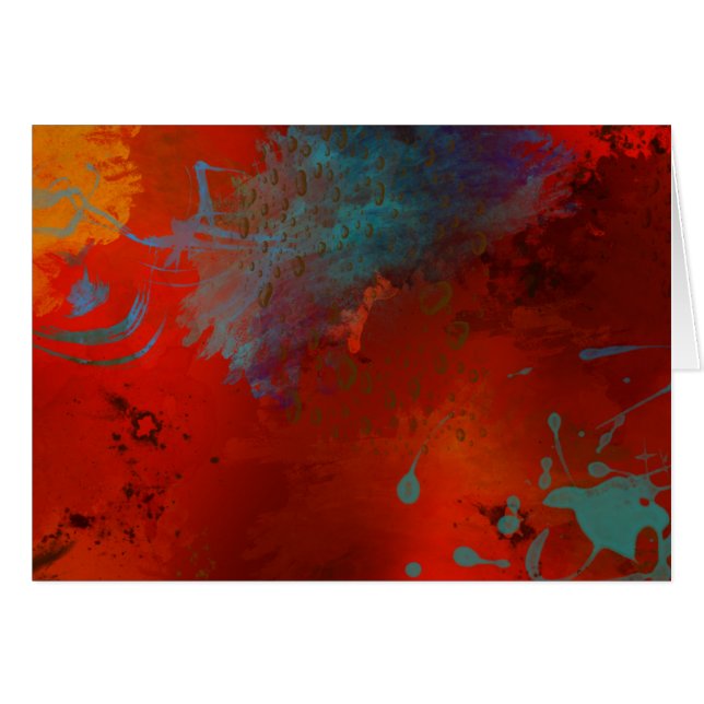 Rouge, Aqua & Gold Grunge Digital Art Abstrait (Devant horizontal)