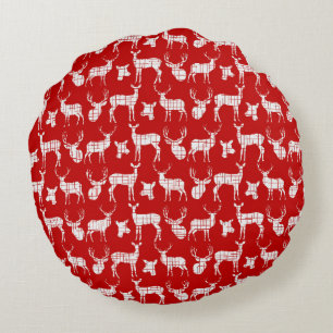Rouge avec Coussin rond de cerf blanc