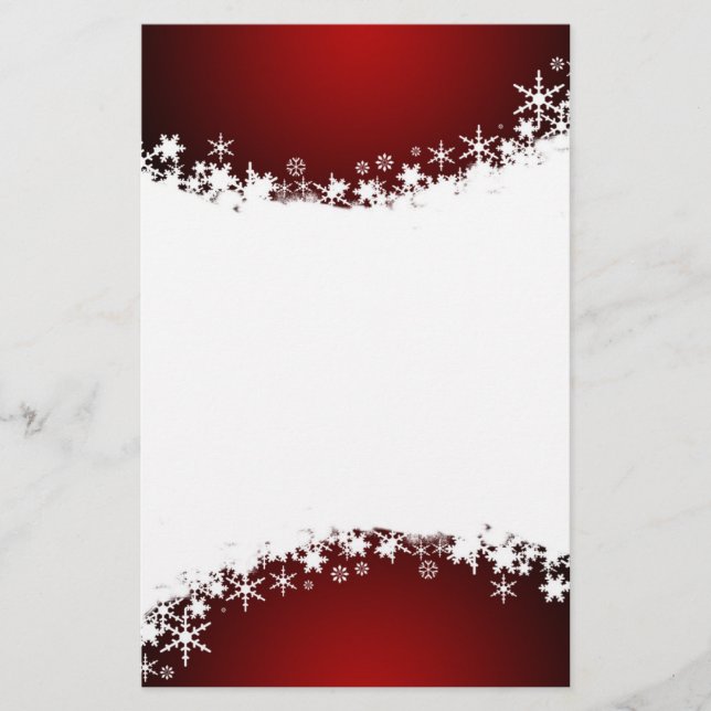 Rouge avec la papeterie blanche de flocon de neige (Devant)