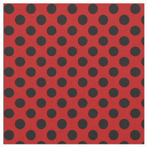 Rouge avec le tissu noir de point de polka