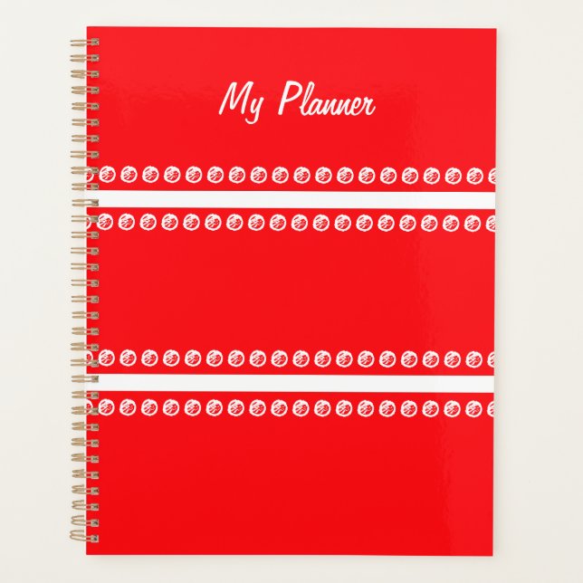 Rouge avec points et lignes blancs Planificateur (Devant)