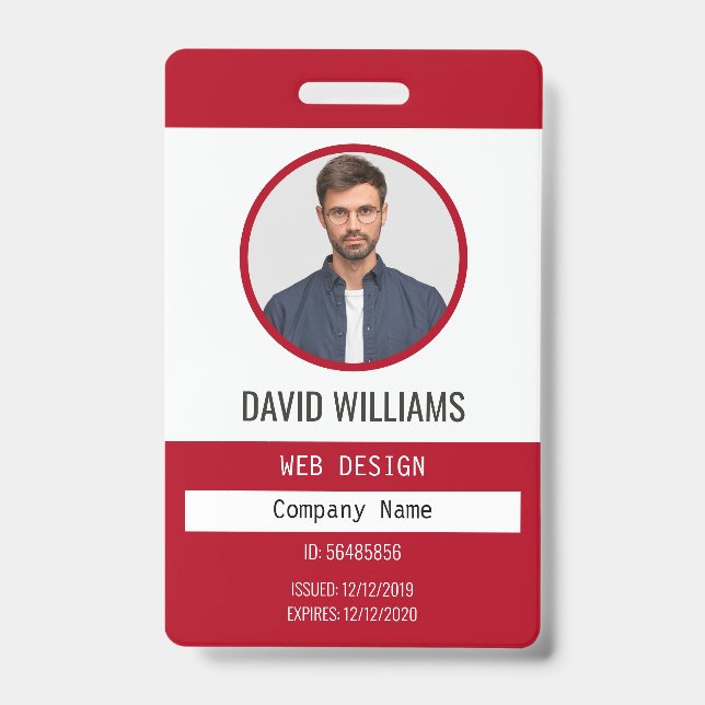 Rouge | Badge d'identité de l'entreprise photograp (Avant)