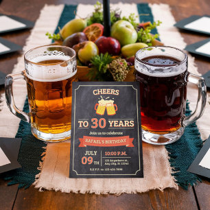 Rouge Beige Vintage Invitation d'anniversaire