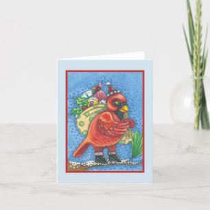 ROUGE BIRD PÈRE NOËL, CARTE CARDINALE DE SALUT DE 