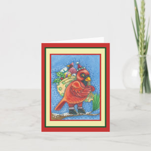 ROUGE BIRD PÈRE NOËL, CARTE CARDINALE DE SALUT DE 