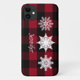 Rouge, Bison noir, Snowflakes Coque cellulaire